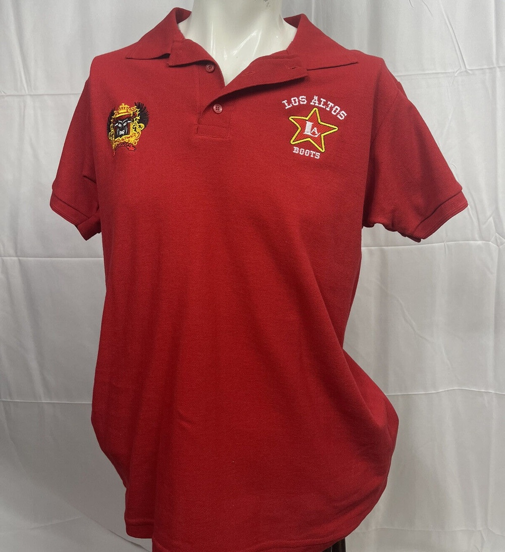 Los Altos Boots Red Polo Shirt Size M